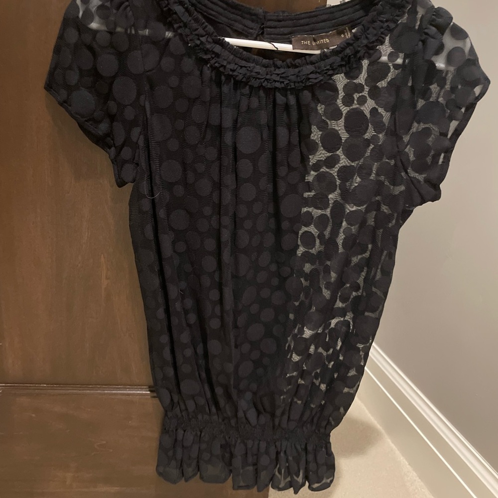 The LIMITED Sheer Black Top | Short Sleeve  | Small | Peplum Style